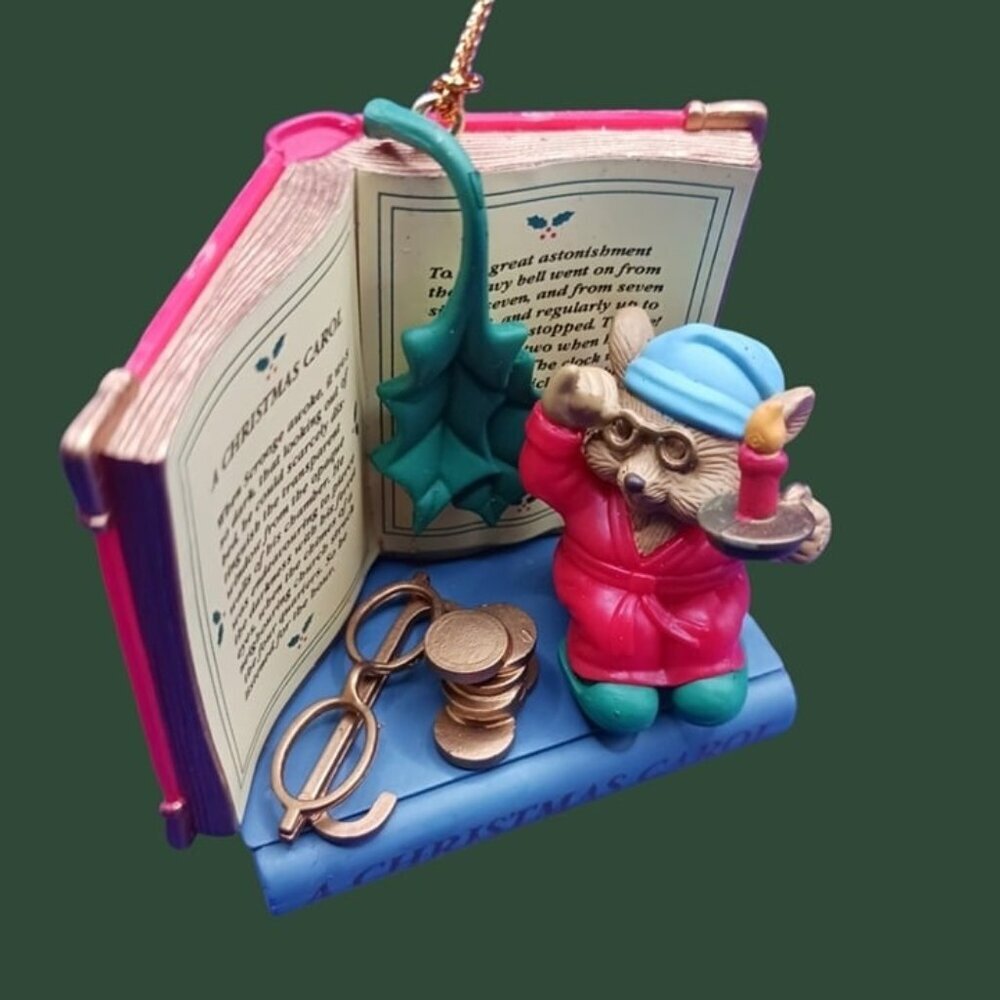 Westmart vtg mouse reading book ornament christmas "2.25x2.25"